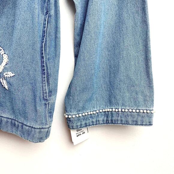 Drapers & Damon Embellished Embroidered Floral Denim Jacket PXL NWT - Picture 5 of 9